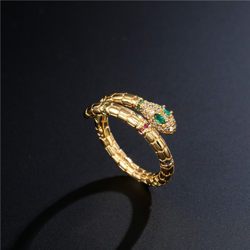 Anillo serpiente verde - Anillo serpiente dorado