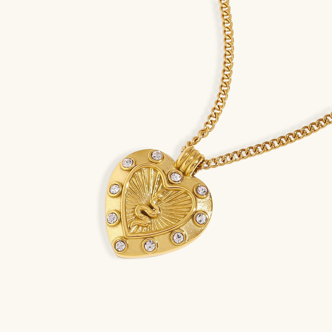 Euphemia - collar de corazón de oro con circonitas