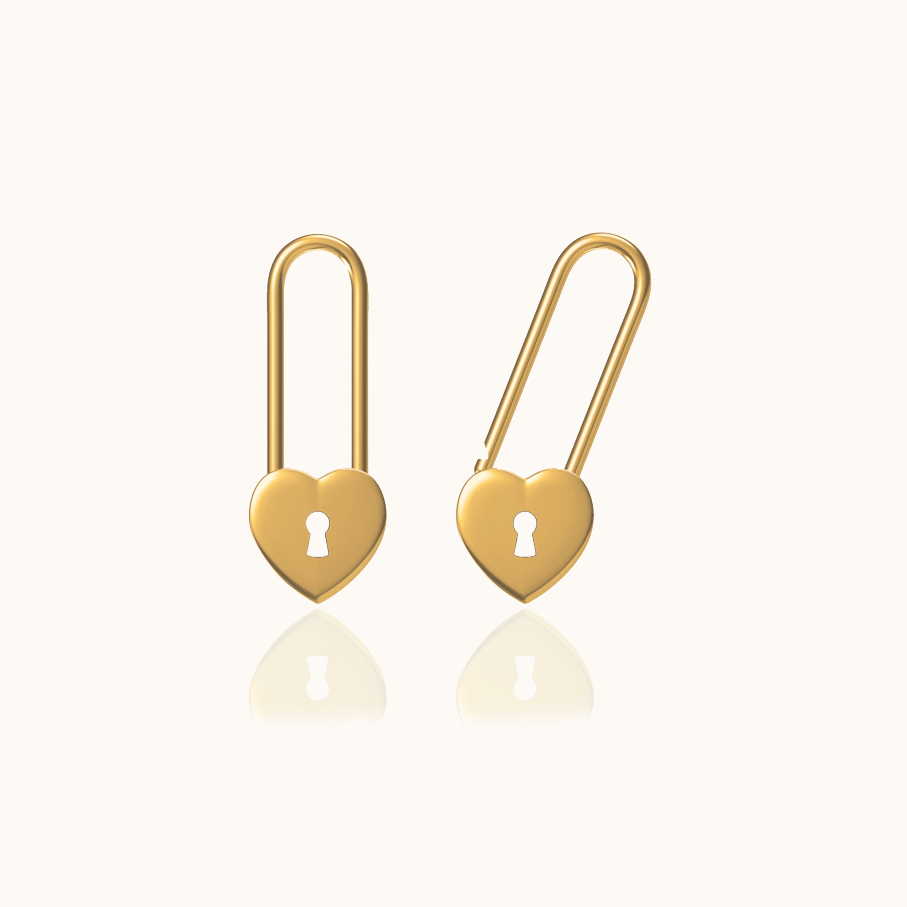 Pendientes con imperdible en forma de corazón Love Lock