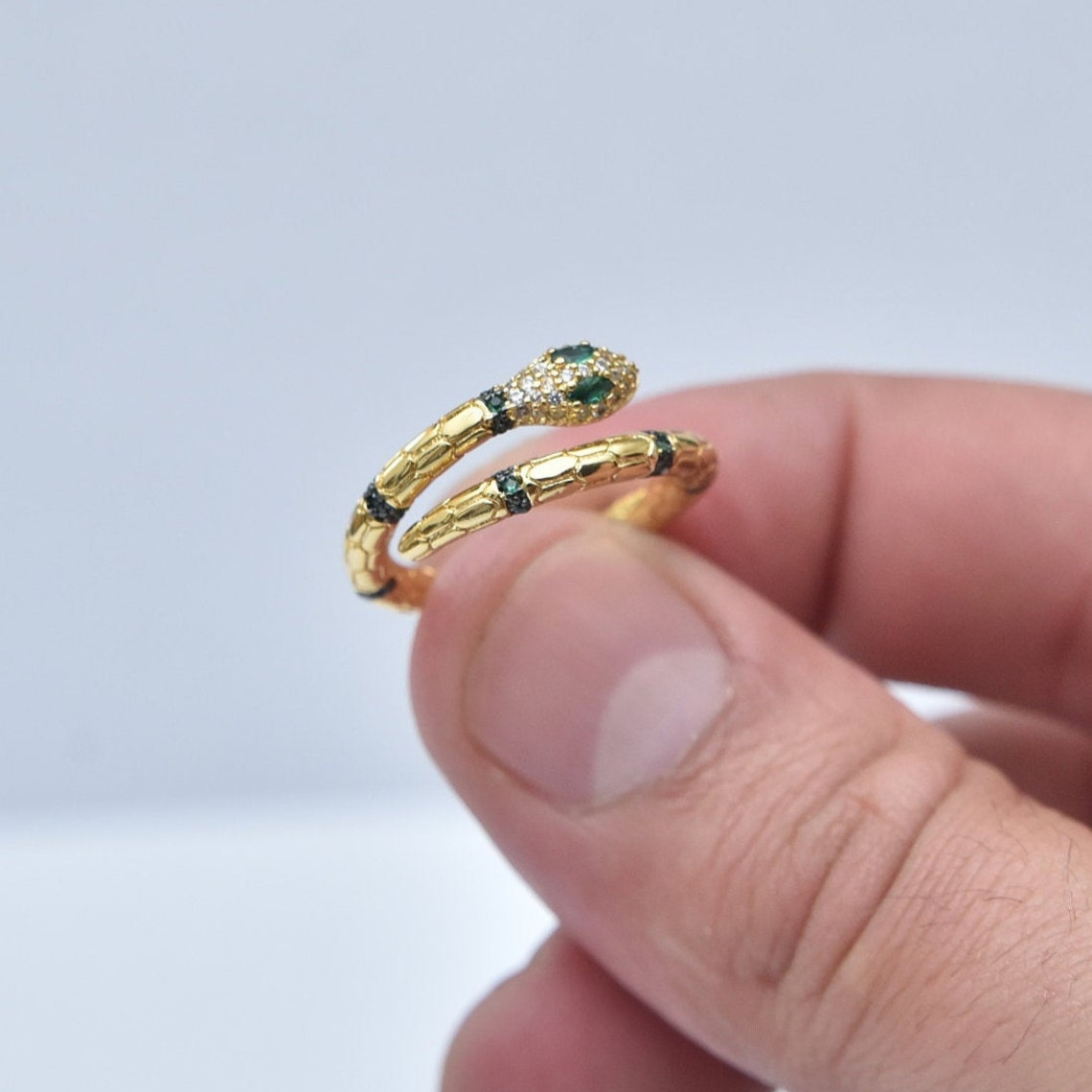 Anillo serpiente verde - Anillo serpiente dorado