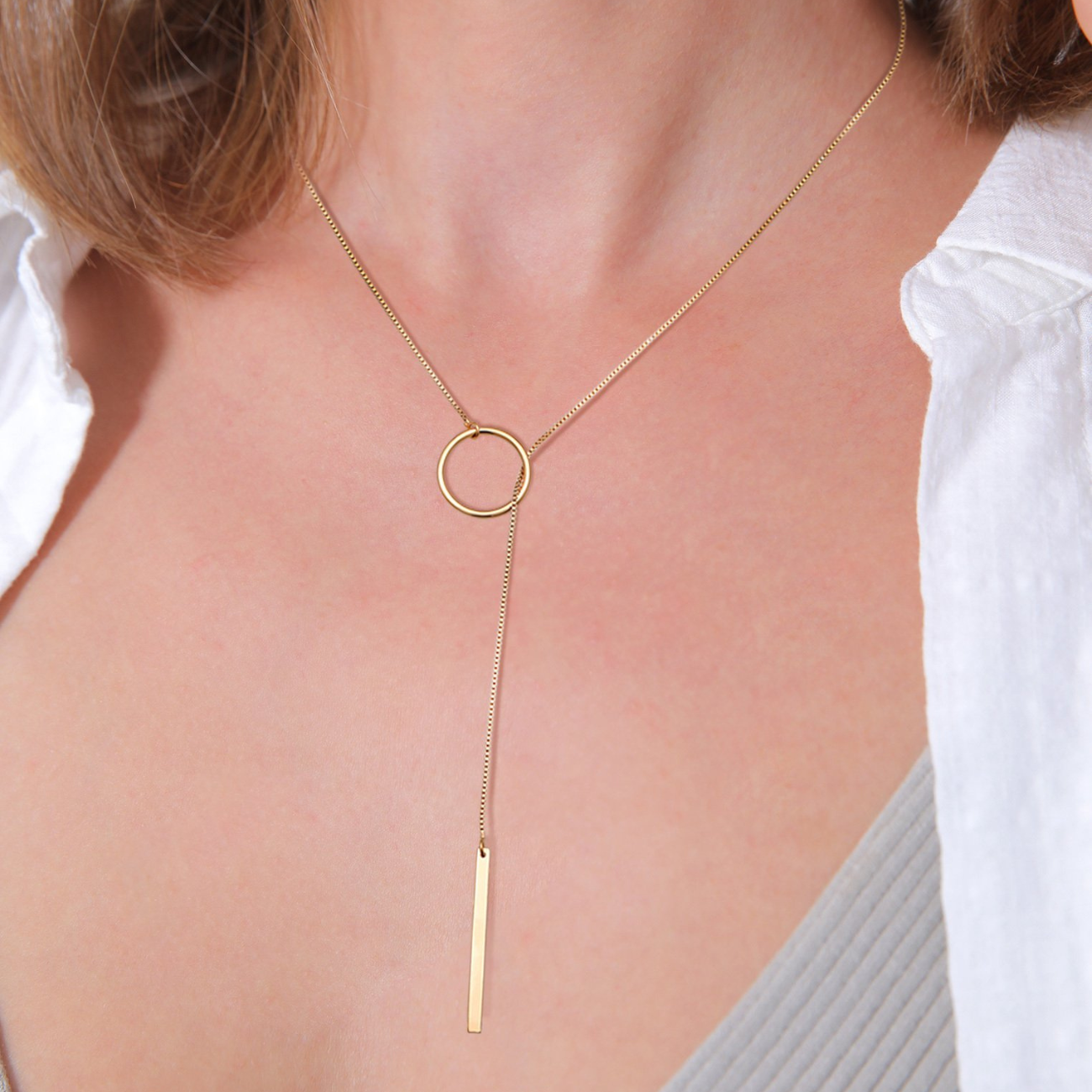 Collar de anillo de metal - Collar Lariat