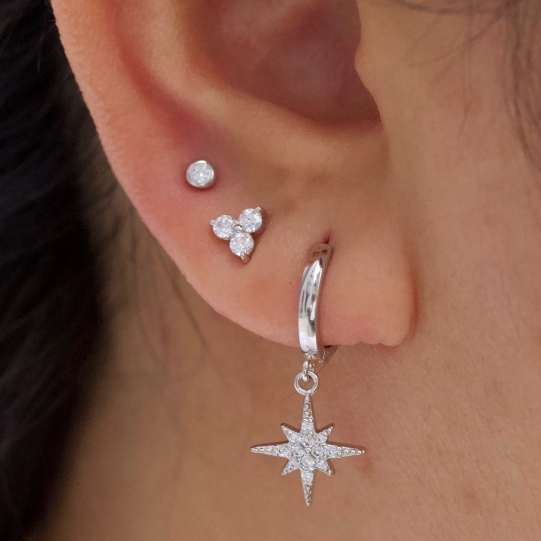 Hala - Pendientes Huggie Pavé Starburst