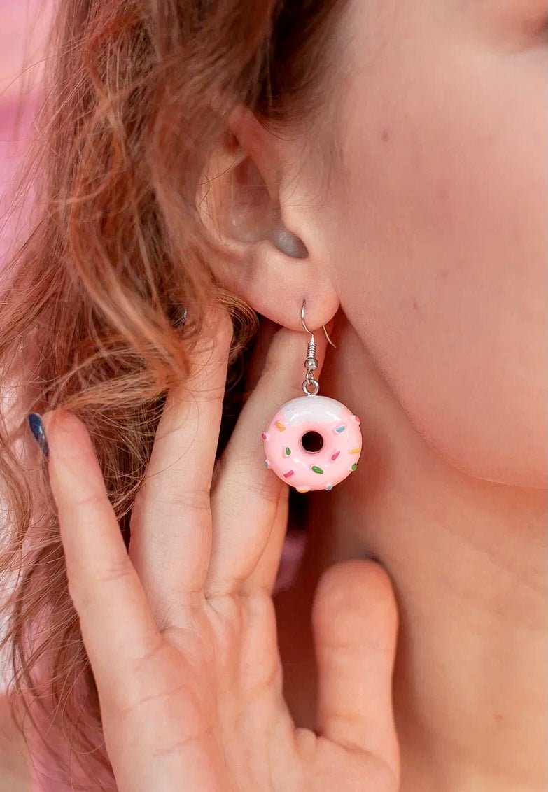 Pendientes colgantes de donut rosa y café