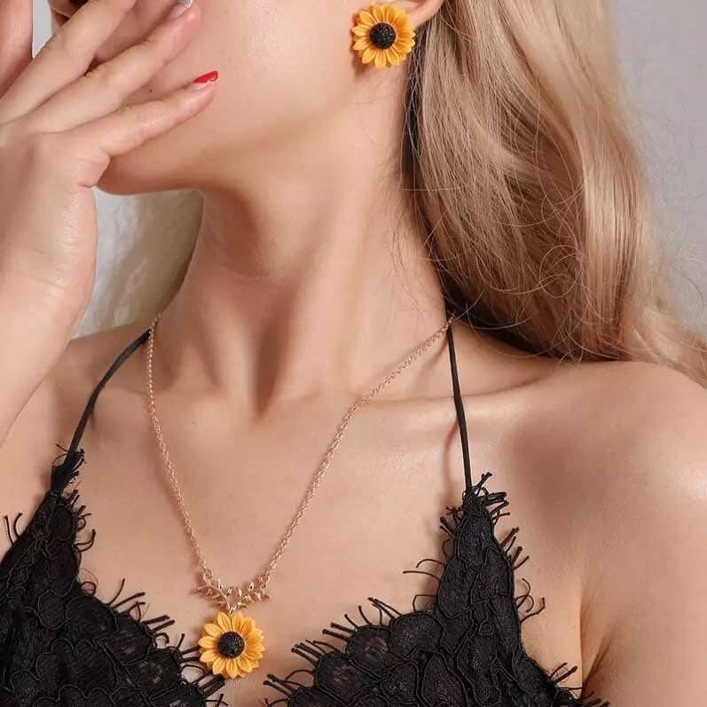 Mandana - Collar y pendientes de cuentas de girasol